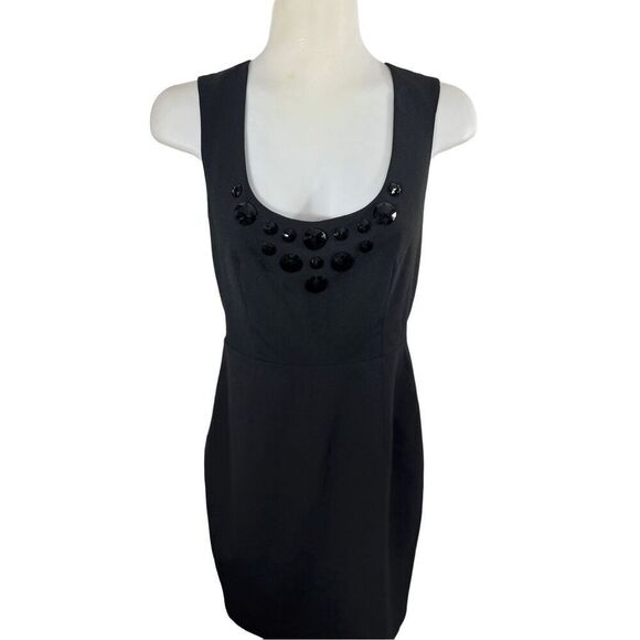 Express Black Sleeveless Cocktail Dress Size 4 Party Date Night LBD Jeweled - Picture 2 of 11